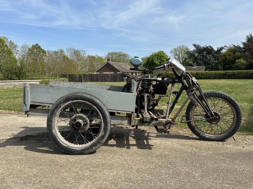 side view vintage farm trike homemade tractor