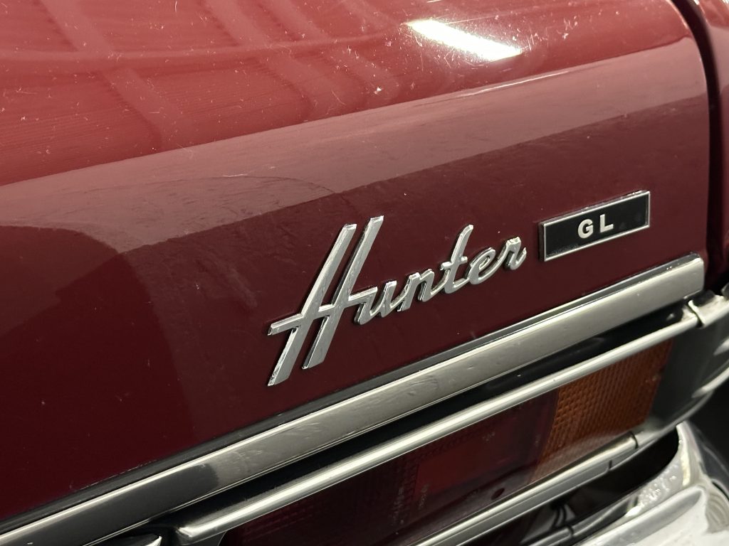 Hillman Hunter GL badge close up boot detail