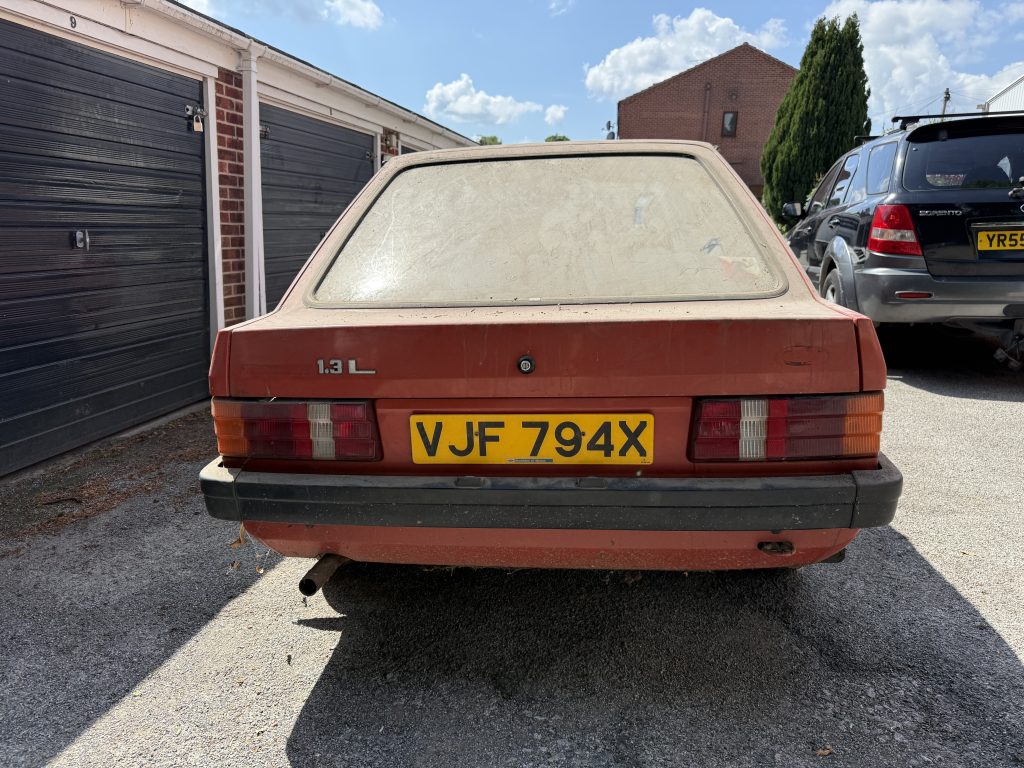 Rear view of 1982 Ford Escort 1.3L survivor