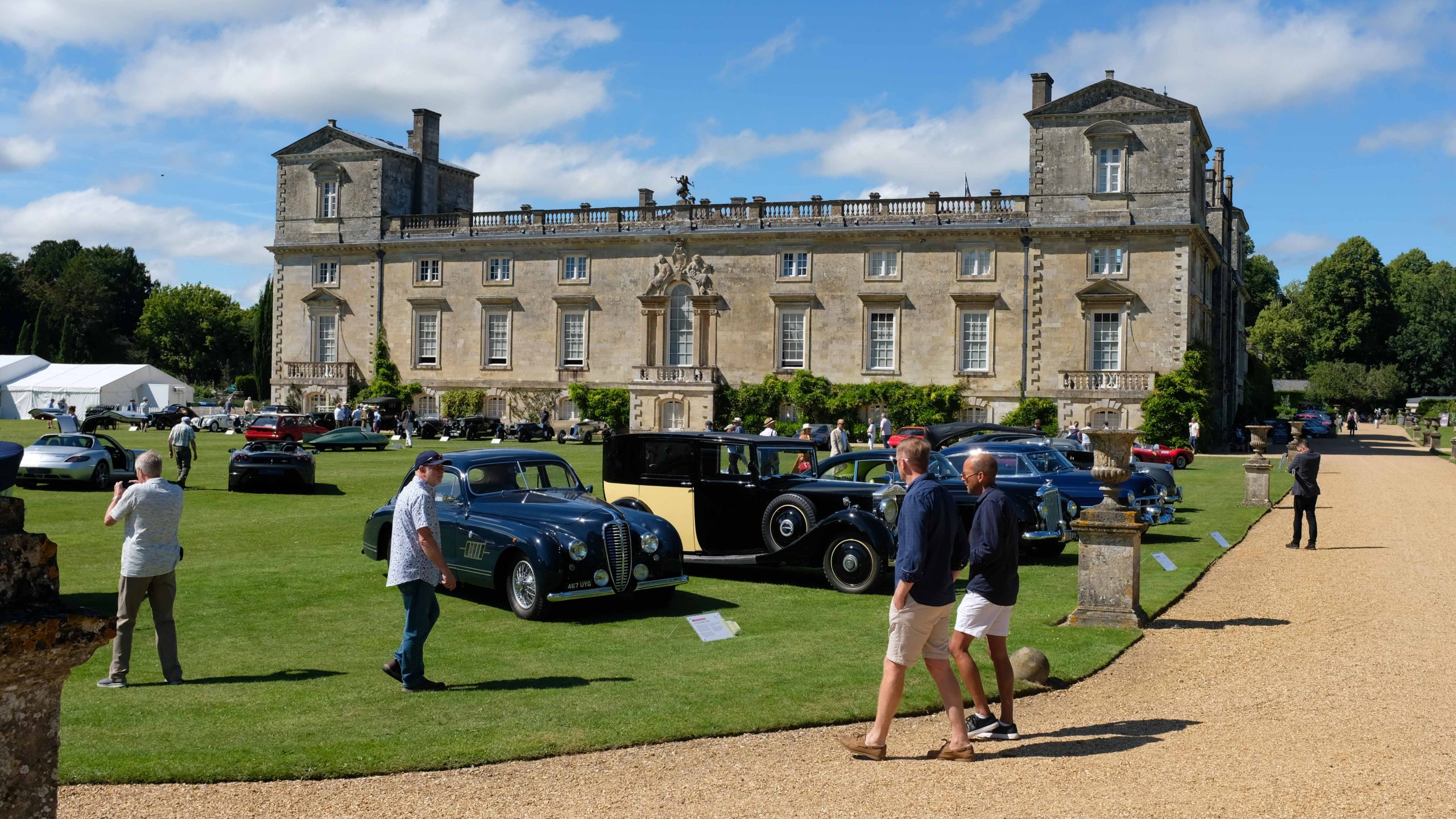 Classic cars displayed on the lawns of Wilton House during the inaugural 2026 motoring event